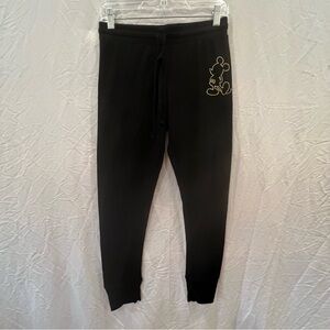 Disney Black Joggers with Gold Mickey Outline